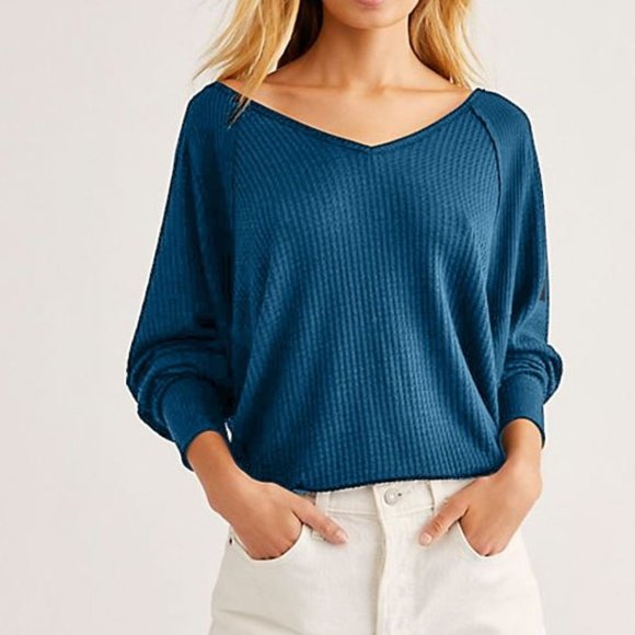 Free People Tops - Free People Oversized V-Neck Long Sleeve Thermal